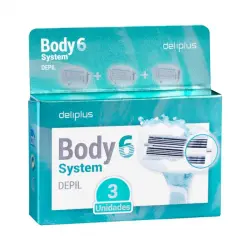 Recambios maquinilla depilación Body 6 System Deliplus Caja 3 ud