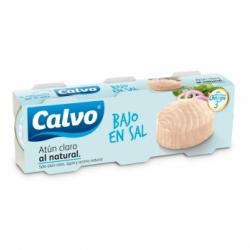 Atún claro al natural bajo en sal Calvo pack de 3 latas de 56 g.