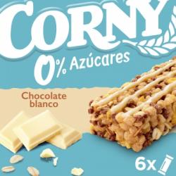 Barritas de cereales con chocolate blanco Corny 0% azúcar añadido 6 ud.