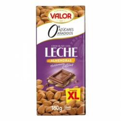 Chocolate con leche y almendras sin azúcar añadido Valor sin gluten 180 g.