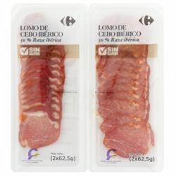 Lomo de cebo ibérico 50% raza ibérica Carrefour sin gluten 2x62,5 g