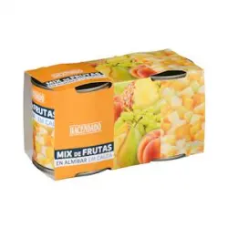 Macedonia mix de frutas en almíbar Hacendado 2 latas X 0.115 kg