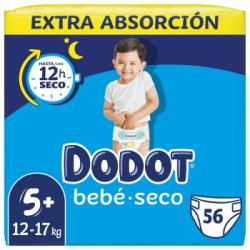 Pañales Dodot bebé-Seco extra absorción T5+ (12-17 kg.) 56 ud.