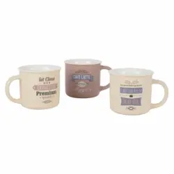 Set de 3 Mugs de Porcelana Vintage 390 ml - Marrón