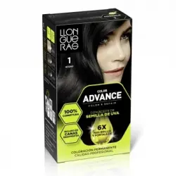 Tinte de cabello permanente tono 1 negro Llongueras Color Advance 1 ud.