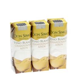 Vino blanco Don Simón chardonnay airén 3 mini bricks X 250 ml