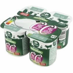 Bífidus desnatado natural sin azúcar añadido Carrefour Classic' pack de 4 unidades de 125 g.