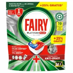 Lavavajillas a máquina platinum plus pastillas todo en uno Fairy 15 ud.