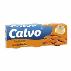 Mejillones de Chile en escabeche Calvo pack de 3 latas de 40 g.