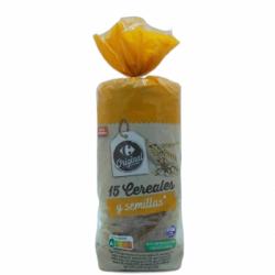 Pan de molde de 15 cereales y semillas Original Carrefour sin lactosa 675 g.