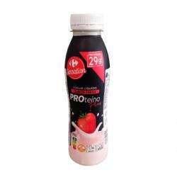 Yogur liquido desnatado sabor fresa proteína plus sin azúcar añadido Carrefour Sensation sin gluten 400 g.