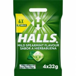 Caramelos sabor hierbabuena sin azúcar Halls pack 4 unidades de 32 g.