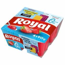 Gelatina sabor fresa sin azúcar Royal sin gluten pack de 4 unidades de 90 g.