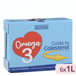 Bebida láctea desnatada omega 3 Hacendado 6 bricks X 1 L