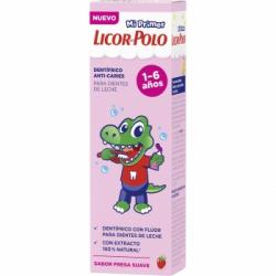 Dentífrico junior 1 - 6 años con flúor para dientes de leche sabor fresa suave Licor del Polo 50 ml.