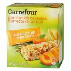 Barritas de cereales con albaricoque Carrefour 125 g.