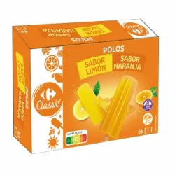 Helado de limón y naranja Carrefour sin gluten y sin lactosa 6 ud.