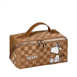 Neceser marrón mediano con asa Snoopy  1 ud