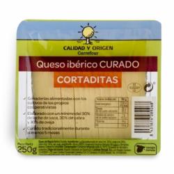 Queso ibérico de mezcla curado Calidad y Origen Carrefour cuña cortada de 250 g