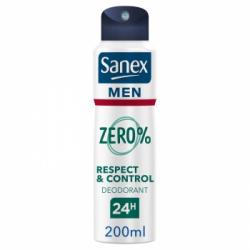 Desodorante en spray Respect & Control de olor 24h Zero% Sanex Men 200 ml.