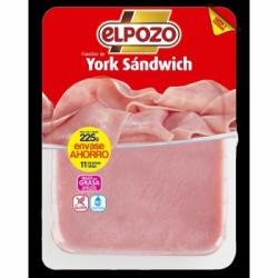 Jamón york el lonchas sándwich El Pozo sin gluten sin lactosa 225 g.