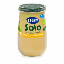 Tarrito de pera y plátano desde 4 meses ecológico Hero Solo sin gluten 190 g.