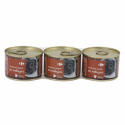 Aceitunas negras en rodajas Carrefour pack 3 unidades de 50 g.