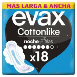 Compresas con alas para noche Cottonlike Evax 18 ud.