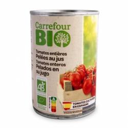 Tomate entero pelado ecológico Carrefour Bio 240 g.