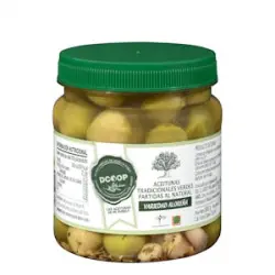 Aceitunas verdes tradicionales Dcoop partidas al natural