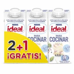 Leche evaporada -40% materia grasa Ideal pack de 3 briks de 210 g.