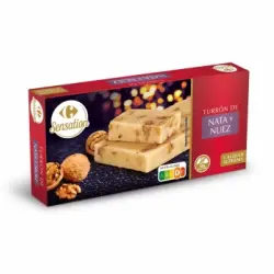 Turrón de nata con nueces Carrefour Sensation sin gluten 250 g.