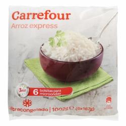 Arroz blanco precocido Carrefour pack de 6 unidades de 167 g.