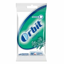 Chicles sabor eucalipto Orbit 4 pquetes de 10 ud.