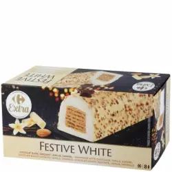 Helado de chocolate blanco, vainilla y caramelo Extra Carrefour 551 g.