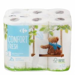 Papel higiénico Confort Fresh Carrefour 12 rollos.