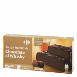 Turrón trufado de chocolate al whisky Carrefour sin gluten 200 g.