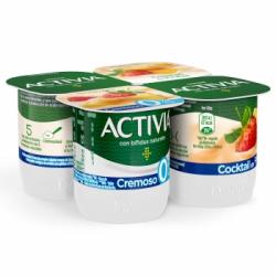 Bífidus desnatado cremoso cocktail de frutas Danone Activia pack de 4 unidades de 120 g.