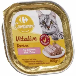 Comida húmeda de salmón para gatos adultos Carrefour 100 g.