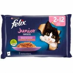 Gelatina selecciones favoritas para gatos Felix Fantastic Junior Purina 4x85 g
