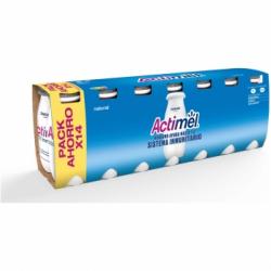 Leche fermentada líquida natural Danone - Actimel sin gluten pack de 14 unidades de 100 g.