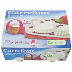 Queso fresco desnatado de Burgos Carrefour pack de 4 unidades de 62,5 g.