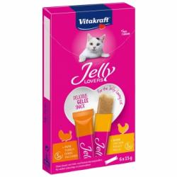 Snacks de pollo y pavo para gatos Jelly Lovers Vitakraft pack de 6 unidades de 15 g.