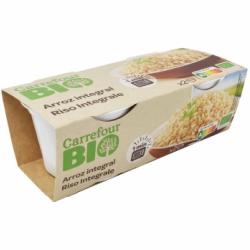 Arroz integral para microondas ecológico Carrefour Bio pack de 2 unidades de 125 g.