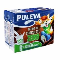 Batido de chocolate zero sin azúcar añadido Puleva sin gluten pack de 6 briks de 200 ml.