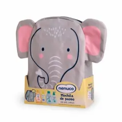 Mochila elefante multiproductos para bebé Nenuco: agua de colonia 200 ml, champú 200 ml, jabón líquido 200 ml y leche hidratante 200 ml