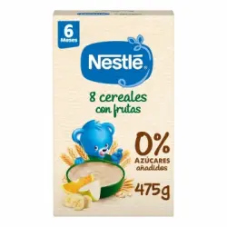 Papilla infantil desde 6 meses 8 cereales con fruta sin azúcar añadido Nestlé 475 g.