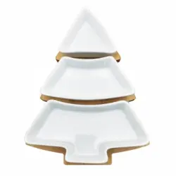 Set de 3 Platos Aperitivo Árbol de Navidad Porcelana CARREFOUR HOME