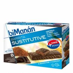 Barritas sustitutive chocolate negro fondant Bimanán 8 ud.