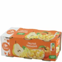 Macedonia de frutas variadas en almíbar ligero Classic Carrefour pack de 3 latas de 125 g.